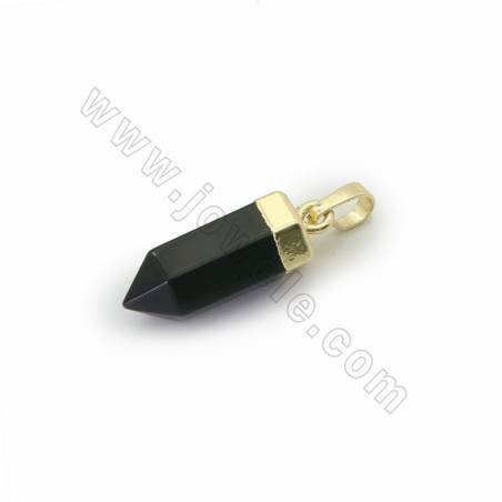 Natural Gemstone Bullet Pendants With Brass Setting  Size 8x20mm Hole 4x6mm  2pcs/Pack