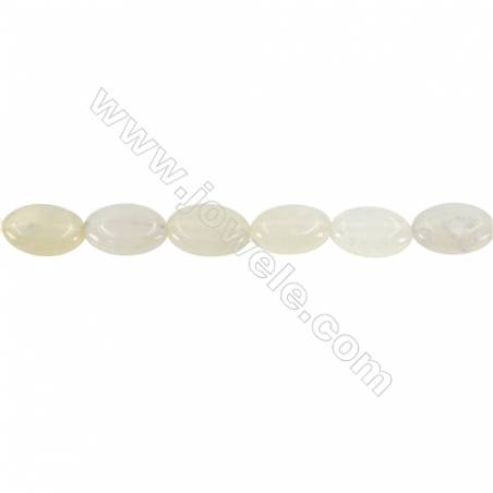 Agate blanche ovale sur fil  Taille 10x14mm trou1.0mm Environ 29perles/fil 15~16"