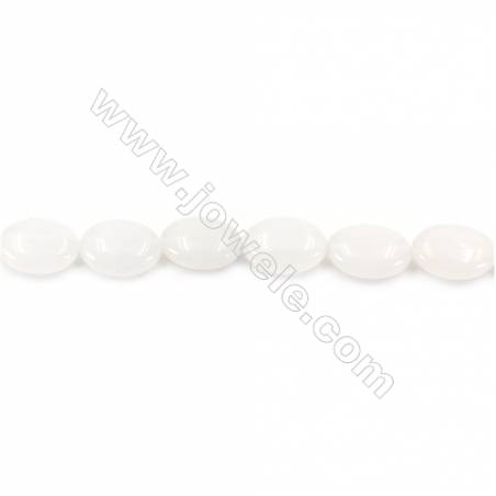 Natural White Jade Beads Strand  Oval  Size 10x14mm   hole 1mm   about 29 beads/strand 15~16"