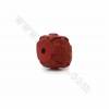 中國風硃砂雕刻正方形串珠 暗紅色 尺寸14x14x11毫米孔徑1毫米 33顆/串