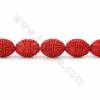 Chinoiserie Jewelry Making Cinnabar Carved Beads Strands, Round, Oval, Size 25x18x18 mm, Hole 1mm, 16beads/strand