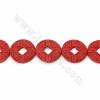 Киноварь резной цветок Камея Бусины, монеты, темно-красный, размер 36x36x5 мм, отверстие 1 мм, 11 бусин/струна