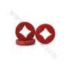Chinoiserie Jewelry Making Cinnabar Carved Flower Pettern Beads Strands, Coins, Dark Red, Size 37x7mm, Hole 1mm, 11beads/strand