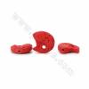 Conta Caboz em Cinábrio esculpido (vermelho) com 28x25x8mm, 1mm de furo - 15 contas/cordão