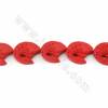 Киноварь резные бусины в стиле шинуазри, красный, размер 28x25x8 мм, отверстие 1 мм, 15 бусин/струна