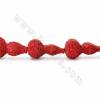 Perles de Cinabre en calebasse rouge sur fil  Taille 23x20x40mm trou 1mm 10perles/fil