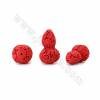 Chinoiserie Jewelry Making Cinnabar Carved Flower Gourd Cameo Beads Strands, Red, Size 31x31x54mm, Hole 1mm, 7beads/strand