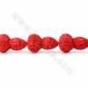Cinnabar Carved Gourd Beads Strand Size 31x31x54mm Hole 1mm 7Beads/Strand