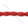 Conta Buda Guanyin em Cinábrio (vermelho escuro) com 14x10x24mm, 1mm de furo - 13 contas/cordão