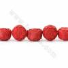Perles de Cinabre rouge sur fil  Taille 15x11x15mm trou 1mm 23perles/fil