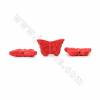 中國風硃砂雕刻蝴蝶串珠 紅色 尺寸38x8x22毫米孔徑1毫米 20顆/串