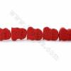 中國風硃砂雕刻獅子串珠 暗紅色 尺寸24x29x10毫米孔徑1毫米 14顆/串