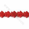 Cinnabar Carved Beads Strand Coat Dark Red Size 18x7x15mm Hole 1mm 26 Beads/Strand