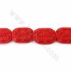 Perles en cinabre rouge sur fil Taille 43x58x14mm trou 2mm 7perles/fil