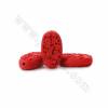 Cinnabar Carved Beads Strands, Flat Oval, Red, Size 18x9x31mm, Hole 1mm, 14beads/strand