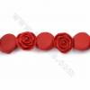 Cinnabar Carved  Rose Beads Strand Dark Red Size 17x9x17mm Hole 1mm 25 Beads/Strand