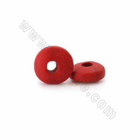 Conta circular em Cinábrio (vermelho escuro) com 16x8mm, 4mm de furo - 50 contas/cordão