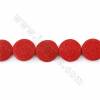 Fili di perle di cinabro intagliate a caratteri cinesi, rotonde piatte, rosso scuro, dimensioni 41x8 mm, foro 1 mm, 10 perline/f