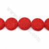 Бусины киновари с резным узором дракона, плоские круглые, красные, размер 48x11 мм, отверстие 1 мм, 9 бусин/струна