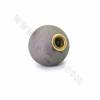 Perles agate ronde grande trou avec laiton Taille 20mm de diamètre trou 4.5mm 2pcs/paquet