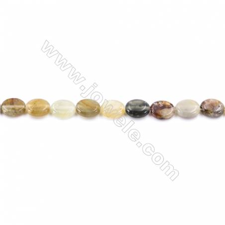 Natural Flower Jade Beads Strand  Oval  Size 8x10mm  hole 1mm  40 beads/strand 15~16"