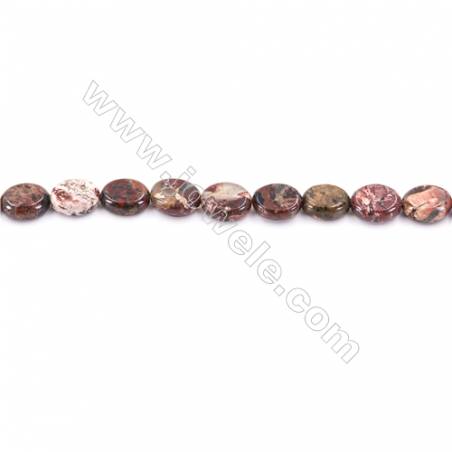 Natural Brecciated Jasper Beads Strand, Flat Oval, Size 8x10mm, hole 1mm, about 41 beads/strand 15~16"