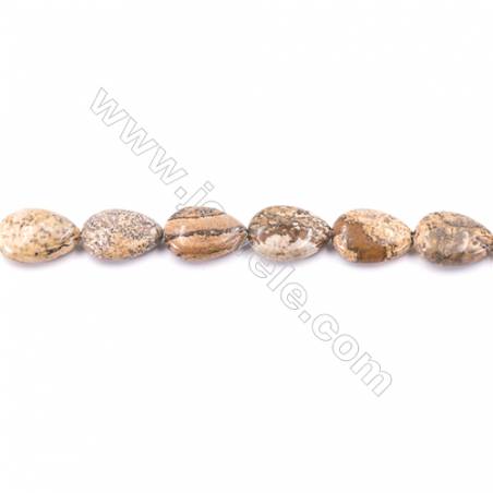 Natural Picture Jasper Beads Strand  Flat Teardrop  Size 13x18mm  hole 1mm  22 beads/strand 15~16"