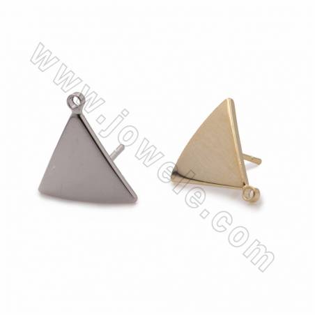 Clous d'oreilles triangle en laiton couleur plaqué or ou plaqué paltine  Taille 11x13mm tige 0.7mm trou 1.3mm 80pcs/paquet