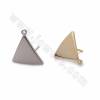 Brass Stud Earring findings, Triangle, Size 11x13mm, Pin 0.7mm, Hole 1.3mm, 80pcs/pack, (Real Gold, White Gold) Plated
