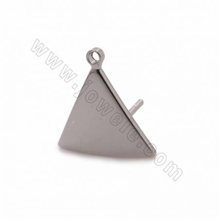 Brass Triangle Stud Earring Findings Size 11x13mm Pin 0.7mm Hole 1.3mm Gold/White Gold Plated 20pcs/Pack