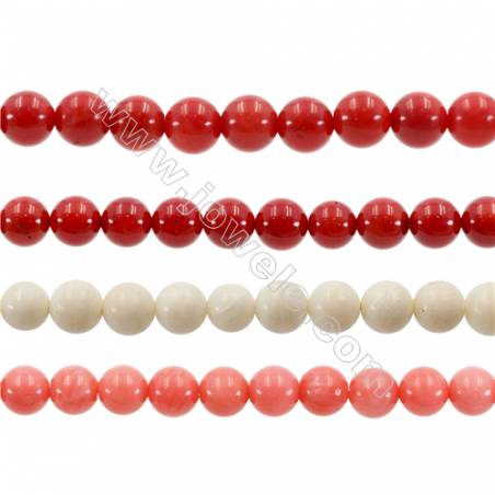Various Colors Coral Round Beads Strands  Dyed  Diameter 7mm  Hole: 1mm  about 60 pcs/strand 15~16"