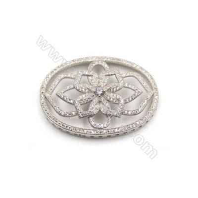925 sterling silver platinum plated zircon pendant, 28 x 39mm, x 2 pcs