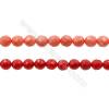 Various Colors Coral Faceted Round Beads Strands, Dyed, Diameter 7mm, Hole 1mm, about 53 pcs/strand 15~16"