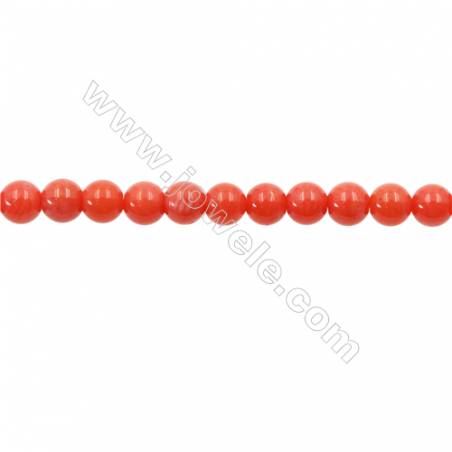 Orange Coral Round Beads Strands, Dyed, Diameter 4mm, Hole 0.8mm, about 91 pcs/strand 15~16"