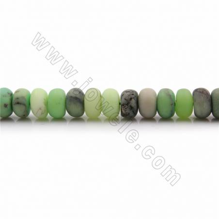 Fili di perle di agata verde naturale, Abacus, opaco, dimensioni 5x8 mm, foro 0,7 mm, 15~16"/filare