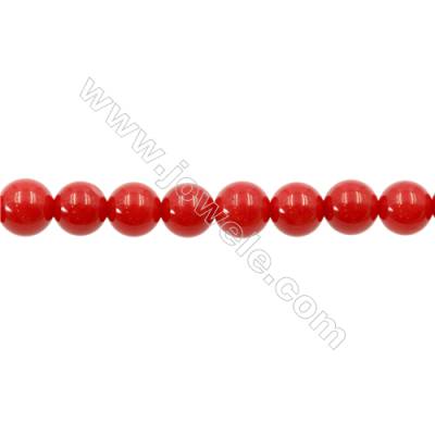 Corail teinté rouge ronde sur fil  Taille 6mm de diamètre trou 1.0mm Environ 66perles/fil 15~16"