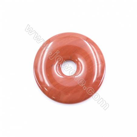Jaspe rouge en donut  Taille 50mm de diamètre trou 10.0mm x1pc