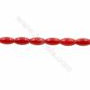 Red Colors Coral Rice Beads Strands, Dyed, Size 5x9mm, Hole 0.7mm, about 43 pcs/strand, 15~16"