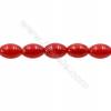 Corail teinté rouge en forme de riz sur fil  Taille 6x8mm trou 0.8mm Environ 46perles/fil 15~16"