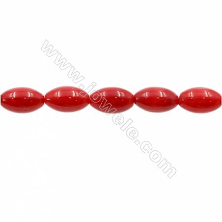 Red Colors Coral Rice Beads Strands, Dyed, Size 7x11mm, Hole 1mm, about 37 pcs/strand 15~16"