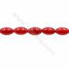 Red Colors Coral Rice Beads Strands, Dyed, Size 7x11mm, Hole 1mm, about 37 pcs/strand 15~16"