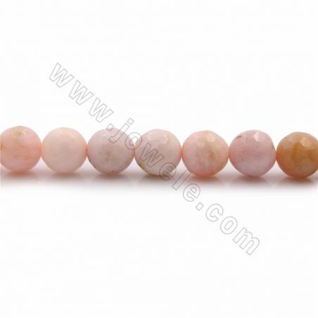 Natürliche rosa Opal Perlen Stränge, rund (facettiert), Durchmesser 8 mm, Loch 0,7 mm, 15 ~ 16 "/ Strang