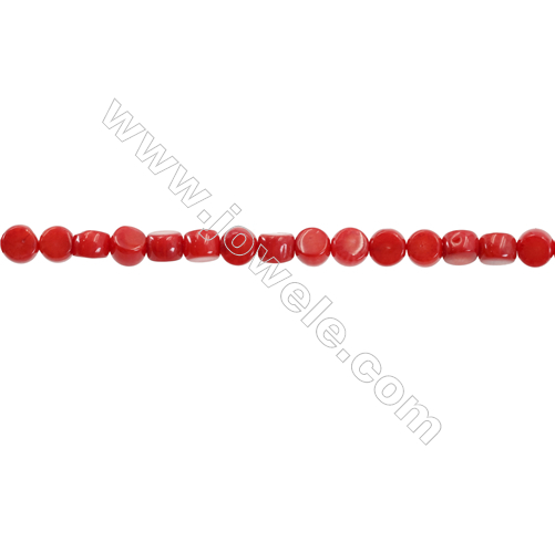 Various Colors Coral Flat Round Beads Strands  Dyed  Size 3x4mm  Hole: 0.6mm  about 95 pcs/strand 15~16"