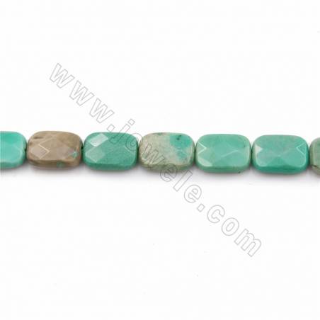Rouleaux de perles d'agate verte naturelle, Rectangle (à facettes), Taille 14x10mm, Trou 0.7mm, 15~16"/rangée