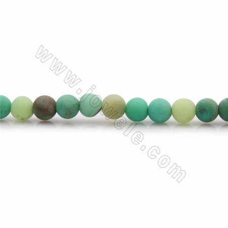 Natürliche grüne Gras Achat Perlen Stränge, rund, matt, Durchmesser 4 mm, Loch 0,6  mm, 15 ~ 16 "/ Strang