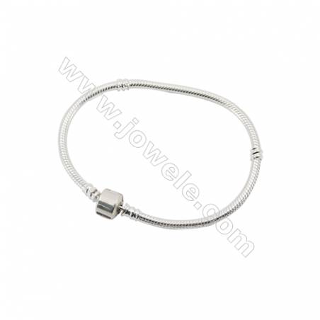 Bracelet à charms en argent925 pour la perle européenne x1pc Longeureur de 19cm diamètre du fil 3.0mm