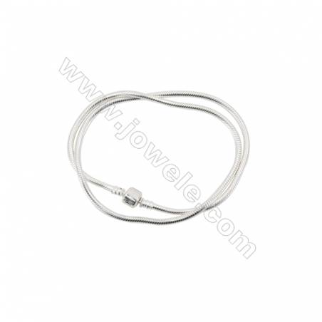 Sterling Silver Flexible Bangle With Zircon Micropave x 1piece  460mm  Thickness 3mm