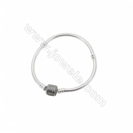 Bracelet en argent925 Fermoir Signature avec zirconium x1pc  Longeureur de 17cm diamètre du fil 3.0mm