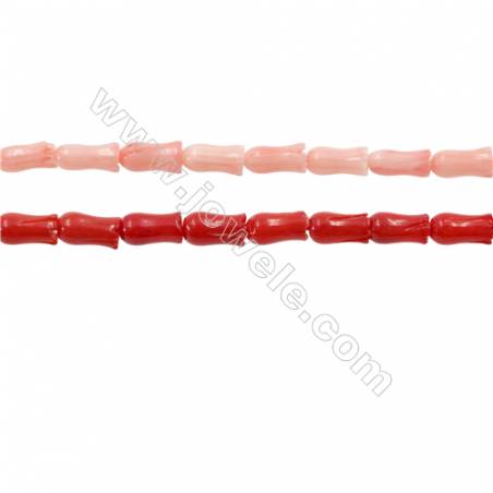 Korallen bunte gefärbte blumeförmige Perlenkette 4x8mm Durchmesser des Loch 0.7mm ca. 55 Stck / Strang 15~16"