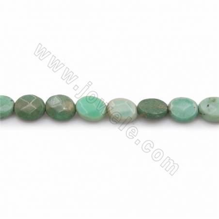 Natürliche grüne Gras Achat Perlen Stränge, facettierte ovale, Größe 8 x 6  mm, Loch 0,7 mm, Länge 15 ~ 16 "/ Strang